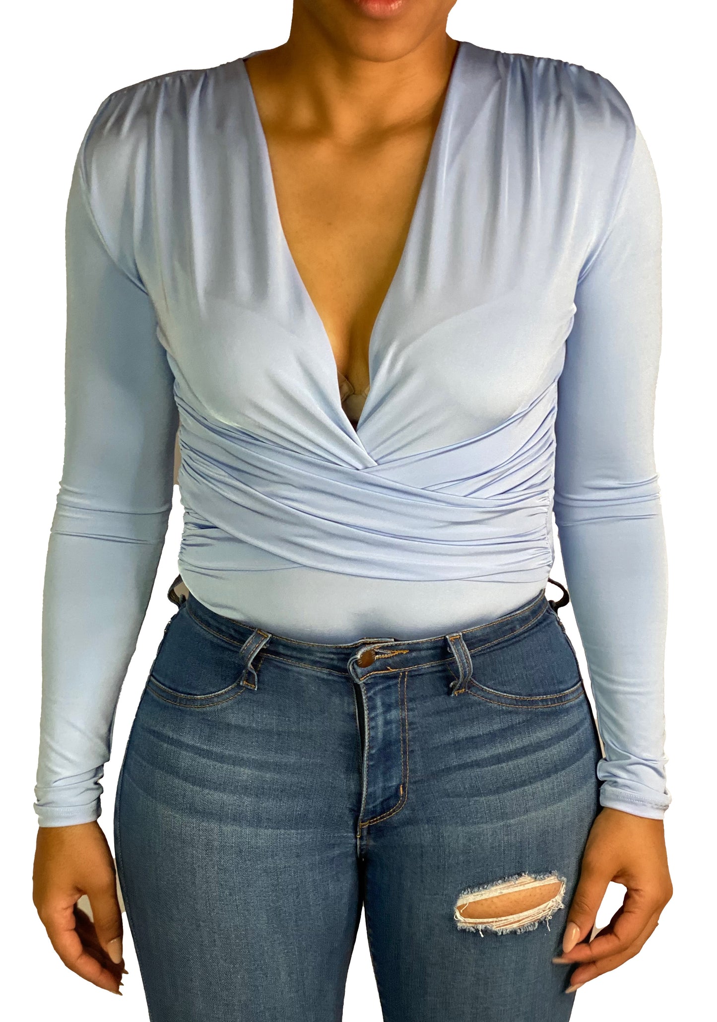 Baby Blue Satin Body Suit