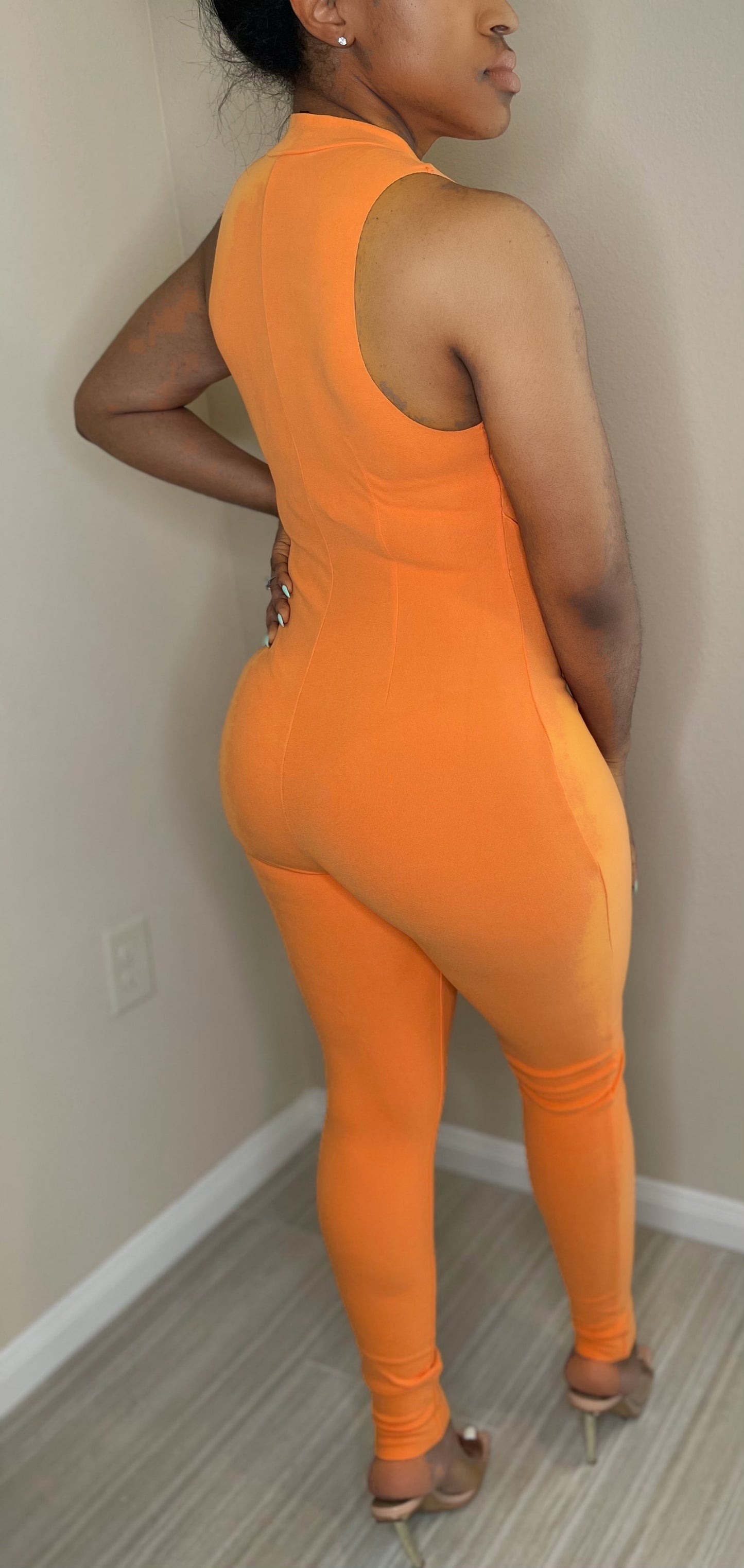 Mock Neck Cotton Jumpsuit