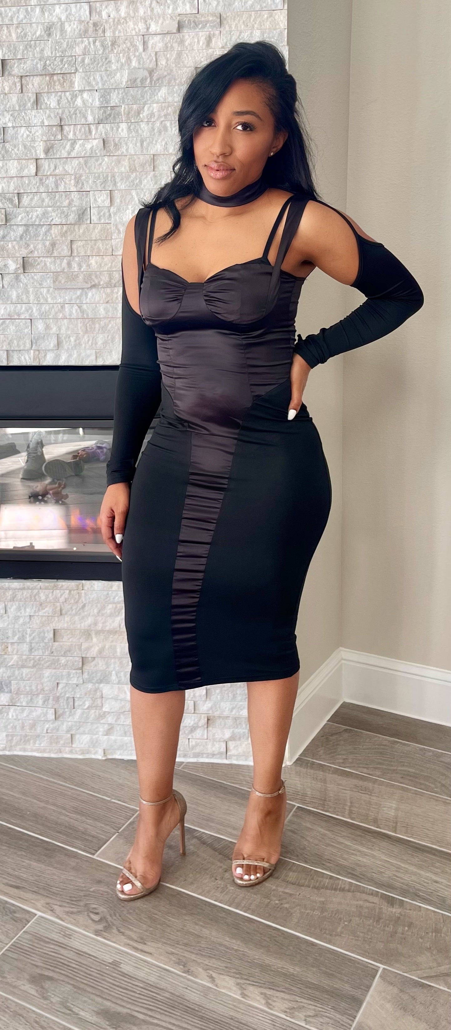 Off-Shoulder Bodycon Midi