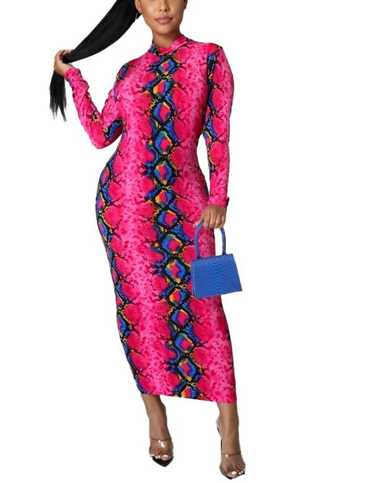 Pink Snake Print Midi