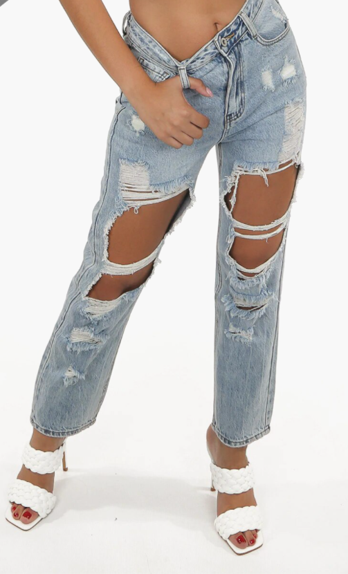 Ripped Straight Jeans