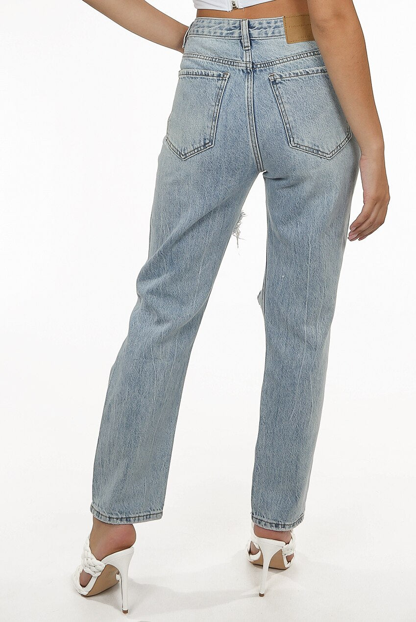 Ripped Straight Jeans