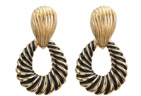 Dropshapped Black & Gold Earrings
