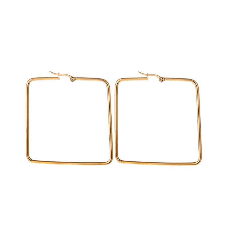 Steel Large Square Ring Earrings