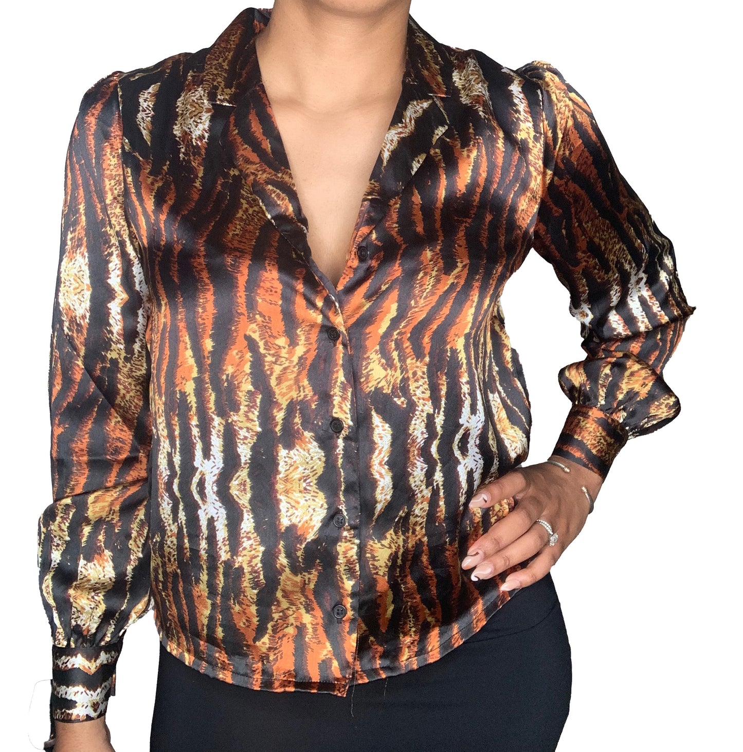Satin Tiger Print Top