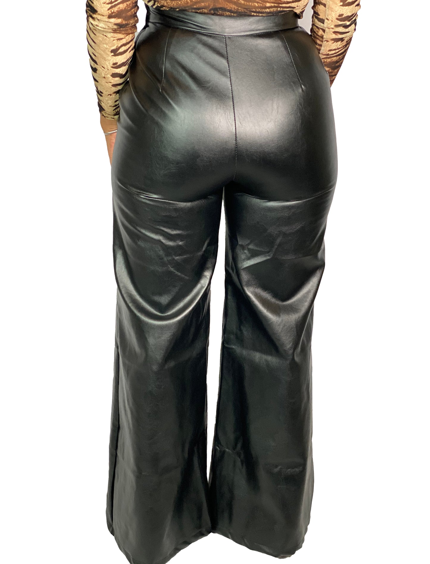 Faux Leather Wide Leg Pants