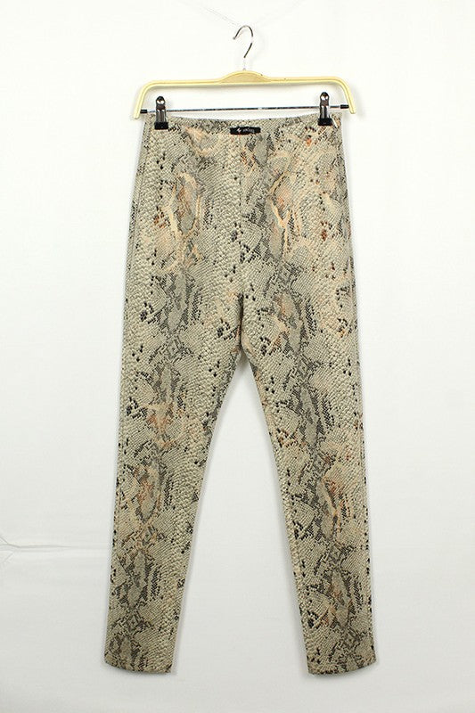 Gray Snake Print Leggings