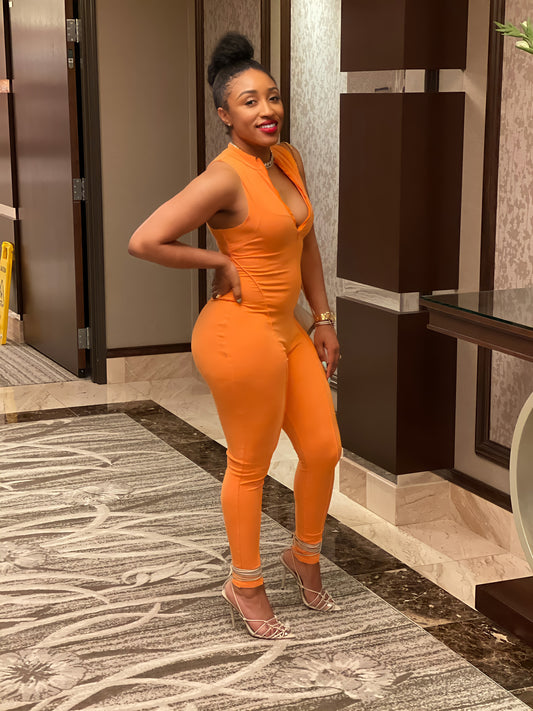 Mock Neck Cotton Jumpsuit