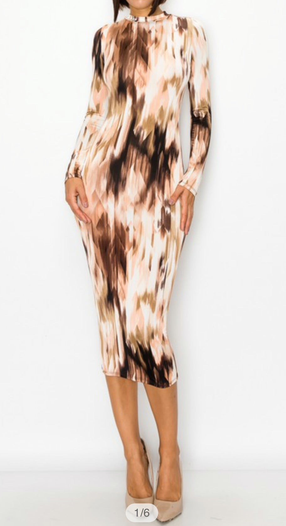 chinese dress ladies Multi Nude Midi – EXUL