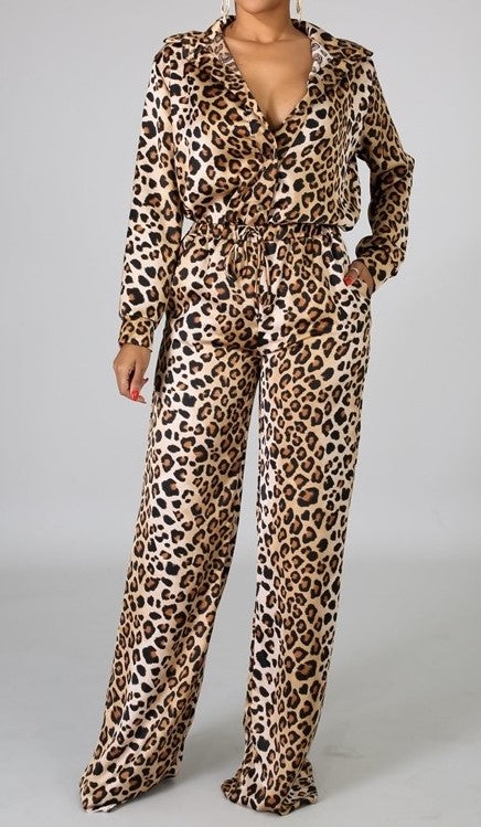 Leopard Satin Set