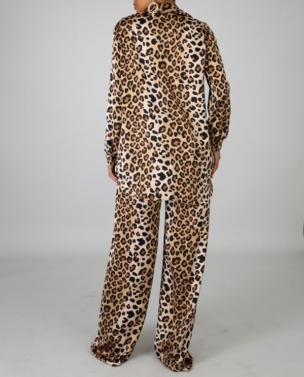 Leopard Satin Set