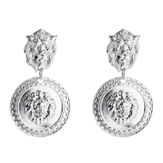 Lion Head Studs- Silver