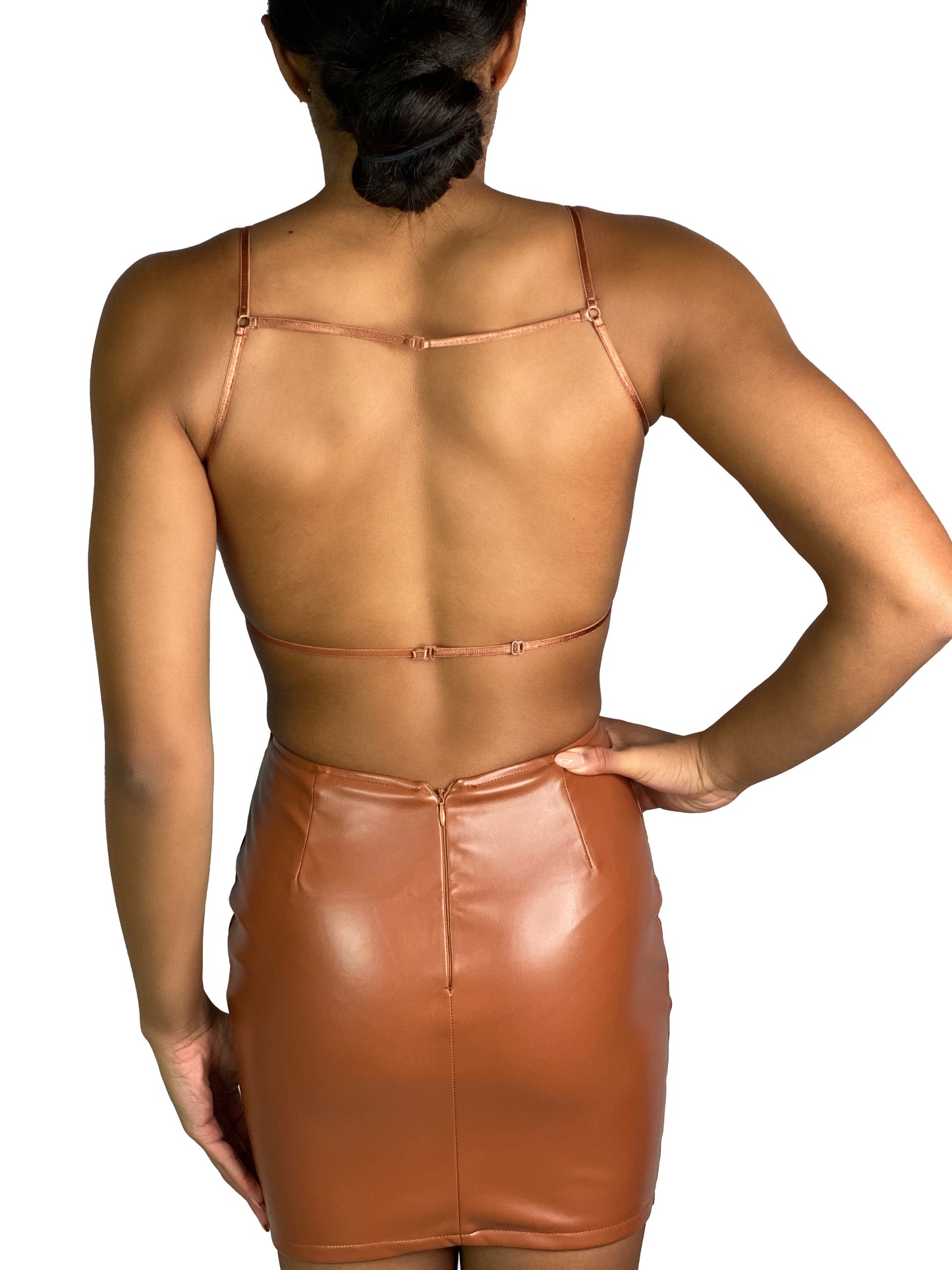 Faux Leather Backless Mini