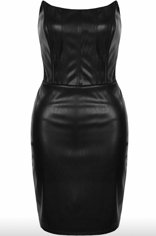 Faux Leather Bandeau Dress